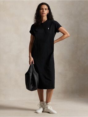 Polo Ralph Lauren Cotton Jersey T- Shirt Dress in Black
